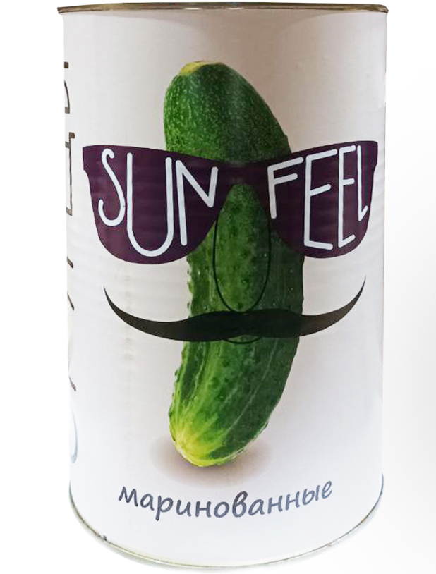 Огурцы (Корнишоны) "SUNFEEL" (Индия) 4250-4500мл/3шт/36мес (с/в 2120 гр) 
