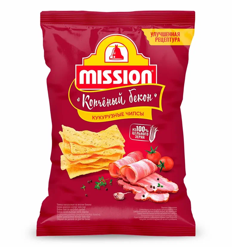 Чипсы кукурузные"Mission" Бекон 150г/18шт/6мес