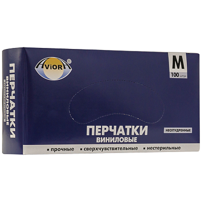 Перчатки виниловые неопудренные М 1упак*100шт/10уп
