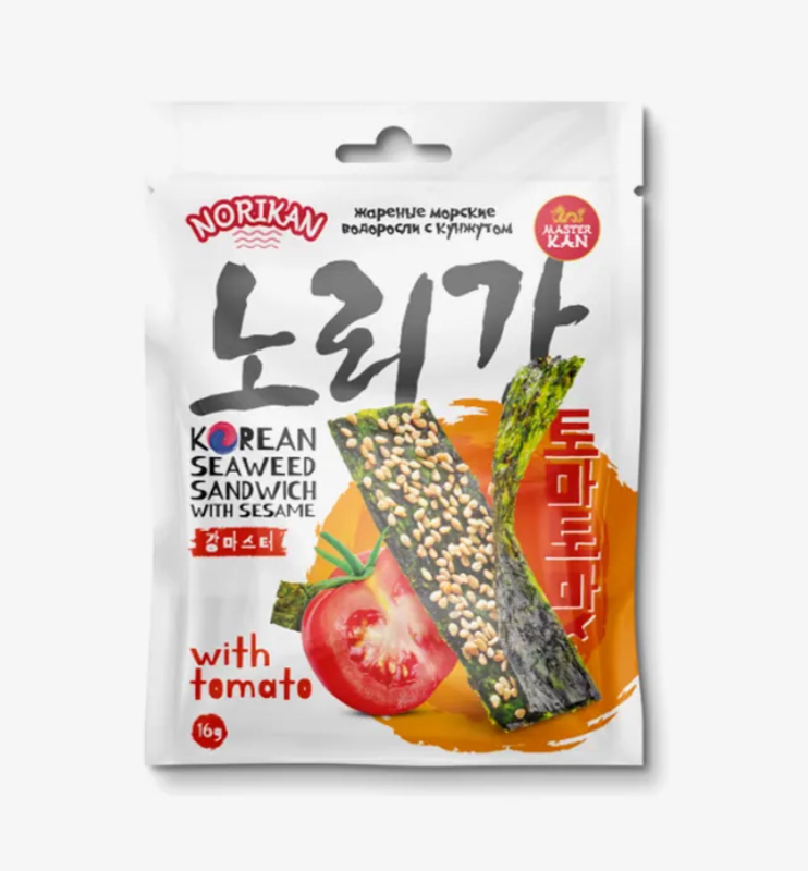 Нори-чипсы NoriKan с Кунжутом и томатом 16г/72шт/24мес