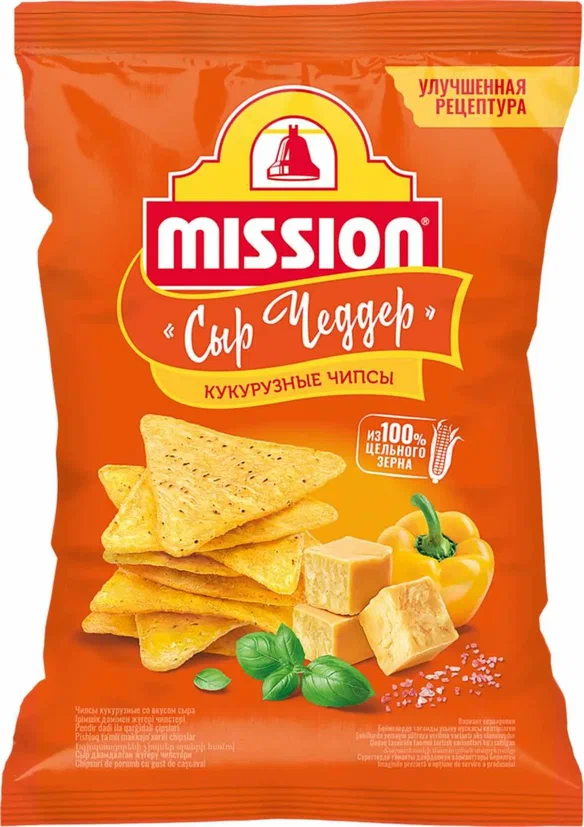 Чипсы кукурузные"Mission" Сыр 150г/18шт/6мес