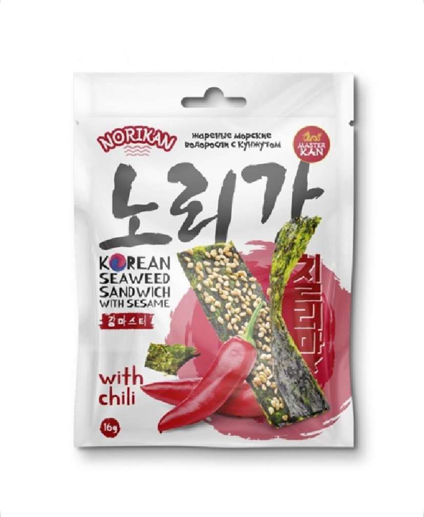 Нори-чипсы NoriKan с Кунжутом и чили 16г/72шт/24мес