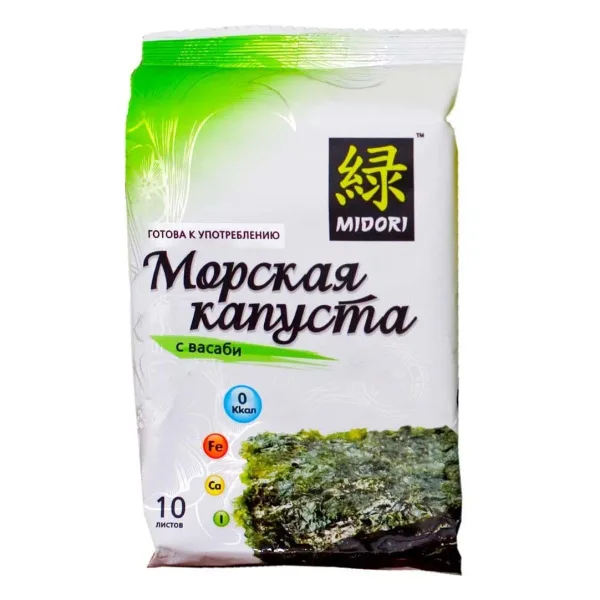 Нори-чипсы Мидори с Васаби 5г*4шт/32уп/15мес